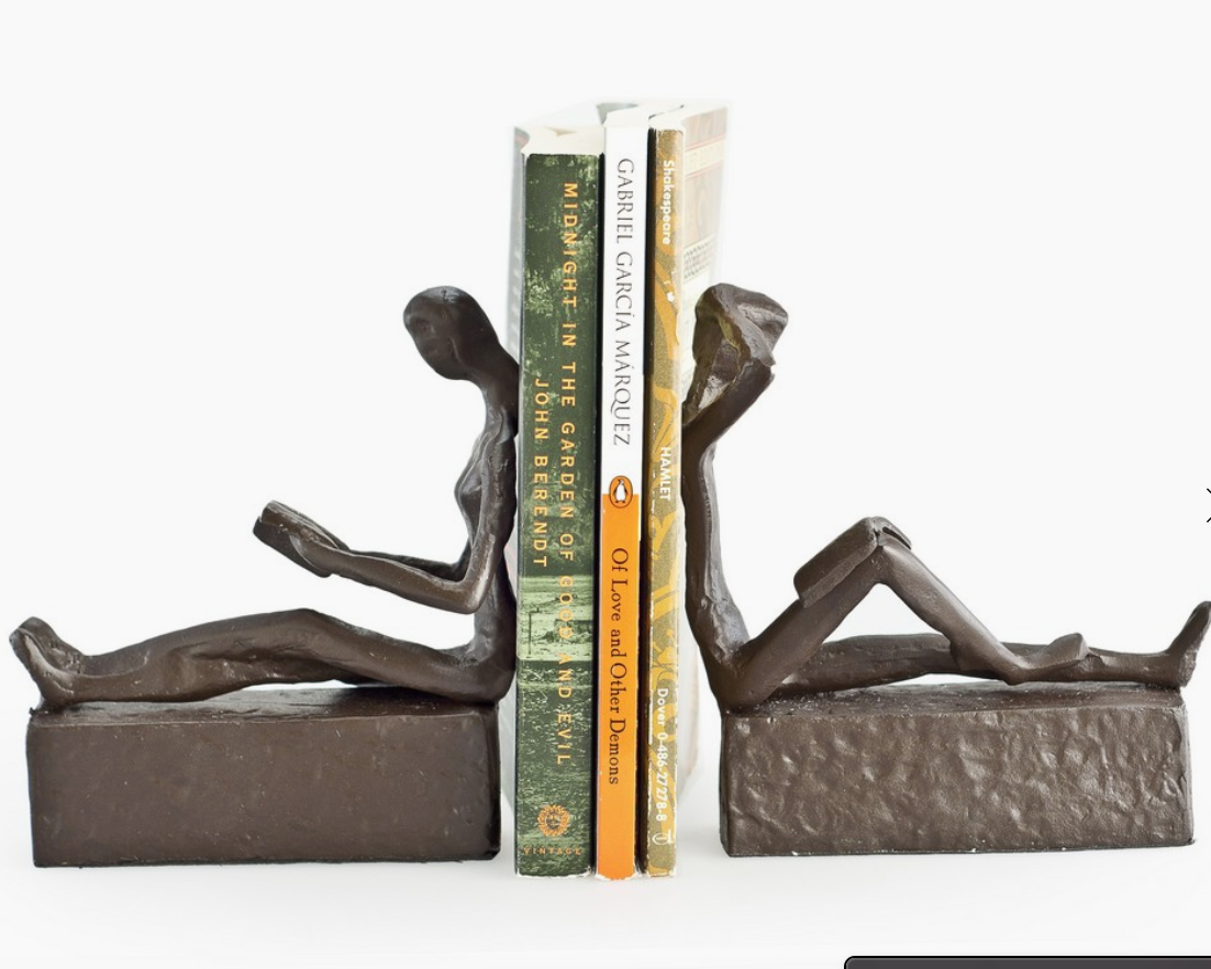 Seated Reading Couple Bookends