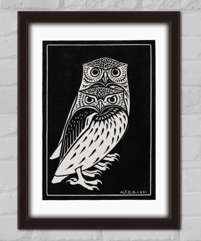 Owls Gothic Julie de Graag Vintage Print