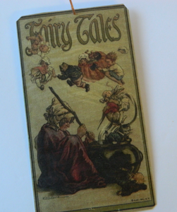 Fairy Tales Whimsical Witch Antique Book Cover Hanging Ornament